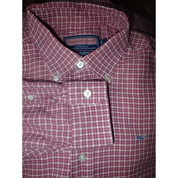 Vineyard Vines Shirt Mens‎ L Red Check Whale Shirt Long Sleeve Classic Preppy - Picture 6 of 6